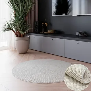 OTTO home Teppich "Vals" rund 7 mm Höhe Uni Farben, meliert, Sisal-Optik, auch in rechteckig erhältlich, weiß, creme