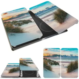 WENKO Herdabdeckplatte Universal Mod. Düne, höhenverstellbar für alle Herdarten, Schneidebrett und Spritzschutz, Glas, 30 x 52 cm, 2-teilig