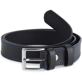 Ladeheid Kinder Gürtel Ledergürtel Mode Accessoire für Kinder Jungen Gürtel mit Schnalle 2,5 cm Breit K1D5 (Schwarz/Blau, 70 cm (Gesamtlänge 89 cm))