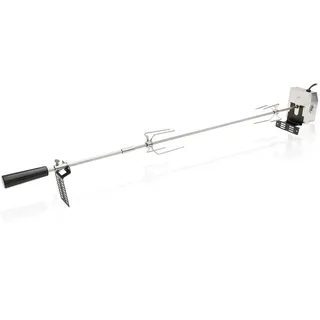 Jiubiaz BBQ Grillspieß Set aus Edelstahl 117cm 220V-240V inkl. 2 Fleischklammern Fleischklammer Griffstück und Motor Elektrischer Drehspieß Rôtisserie Silber