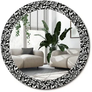 Wallfluent Spiegel Rund Ø 70 cm mit Aufdruck , Glas , 70x70x0.4 cm , Spiegel, Wandspiegel