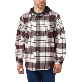 CARHARTT Flannel Fleece Lined Hooded Shirt Jac, Malt, M