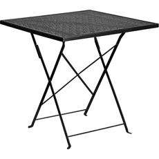 Flash Furniture Klappbarer Terrassentisch aus Stahl, m2, Metall, Schwarz, 28" Square