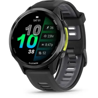 Garmin Forerunner 970 Schwarz/Carbongrau Titan DLC mit Silikon-Wechselarmband 22 mm Schwarz/Transparent Steinweiss
