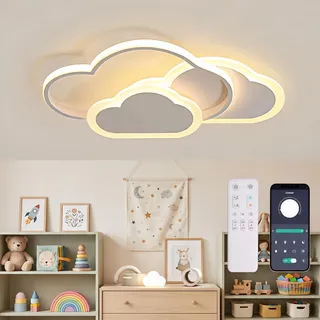 BLMYL LED Deckenleuchte Kinderzimmer 52CM Lampe kinderzimmer,Deckenlampe Kinderzimmer Dimmbar Wolkenlampe mit Fernbedienung 3000K-6000K, 42W Deckenlampe für Wohnzimmer, Schlafzimmer