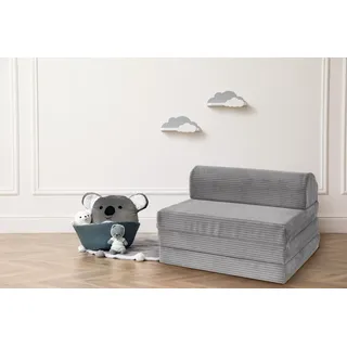Traumnacht Kindersessel / Gästeklappmatratze Clara mit abnehmbaren Bezug aus hochwertigem Kord Gewebe, waschbar, 65 x 196 x 8,5 cm, grau, produziert nach deutschem Qualitätsstandard