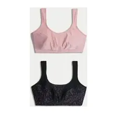 Womens Goodmove 2er-Pack bügellose Sport-BHs für ultimativen Halt (A-E) - Dusted Pink, Dusted Pink, 36-B