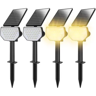 Lepro Solarlampen für Außen Garten, IP65 Solarleuchten mit Drehbaren Solar Panel, 2-in-1 Solar Strahler Außen mit 2 Beleuchtungsmodi, Solar Wegeleuchten für Gärten, Eingang, Garage, 4 Stück Warmweiß