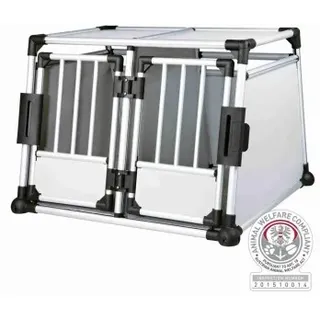 Trixie Doppel-Transportbox M-L 93 × 64 × 83 cm Silber/Grau