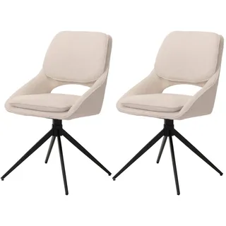 Mendler Esszimmerstuhl HWC-N73 Stoff/Textil Boucle beige/creme 2er Set
