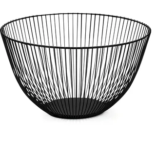 HOMQUEN Obstkorb, Obstschale, Obstkorb Aus Metalldraht Für Die Küche, Obstschale Für Küchentheke, Korb Für Obst, Gemüse, Brot, Snacks, Küchenhelfer (Rund Hoch, Schwarz)