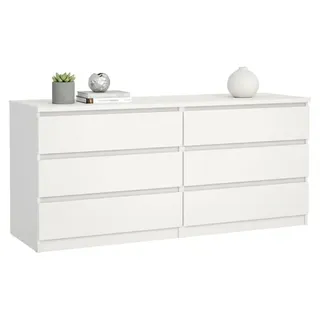 Kommode Abacadabra, Wohnzimmerbuffet, Wohnzimmer-Sideboard, Moderne Küchen-Speisekammer, 154x50 h70 cm, Weiß - Weiß