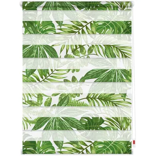 Doppelrollo LICHTBLICK ORIGINAL "Duo Rollo Motiv Blätter" Gr. 4, grün, B:80cm H:150cm, Polyester, Rollos, Doppelrollo, bedruckt