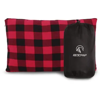 REDCAMP 30x40/50cm Camping Kopfkissen Komprimierbar, Campingkissen Weich Leicht, Reise Kissen Cover Pillow Outdoor, Kleines Kissen Blau Rot Grau Grün Mehrweg... (Rot und schwarz)