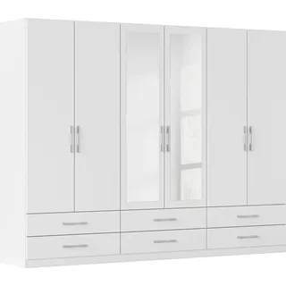 Kleiderschrank RAUCH "Schrank Garderobe Wäscheschrank HERSBRUCK in 2 Breiten", alpinweiß, B:271cm H:210cm T:54cm, Holzwerkstoff, Schränke, Kleiderschrank, mit 6 großzügigen Schubladen sowie Spiegeltüren MADE IN GERMANY