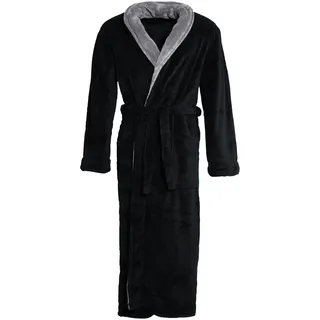 CELINATEX Nevada Bademantel Damen Herren L schwarz anthrazit Mikrofaser Saunamantel Coral Fleece Morgenmantel