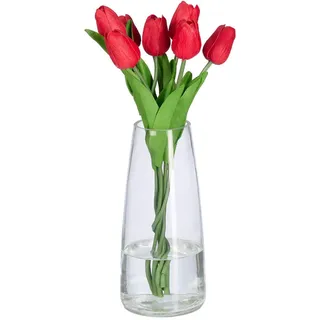 Relaxdays Blumenvase , Transparent , Glas , 21.5 cm , Dekoration, Vasen, Glasvasen