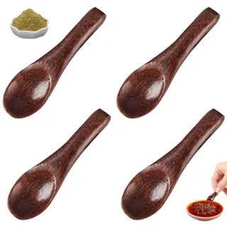 Gewürzlöffel Mini Holzlöffel Holzlöffel Klein, 4er-Set, Natürliche Holzlöffel, Ideal Zum Aufbewahren & Portionieren Von Zucker, Salz, Pfeffer Und Kaffee, Praktisch, Platzsparend, Für Familie