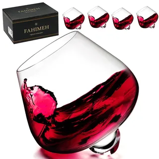 FAHIMEH Rum Gläser, Rotating Whisky Cognac Whiskey Gläser Ohne Stiel Wackelgläser Tasting Weinglas Kristall Tumbler Likörgläser Gin Glas, Personalisiert Männer Geschenke 4er set, 200ml