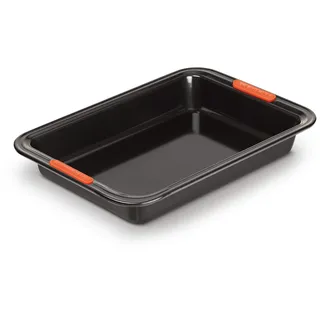 LE CREUSET Antihaft Backform, Rechteckig, 33 x 23 cm, Sauerteigbeständig, Aus Karbonstahl gefertigt, Anthrazit/Orange, 46079330010000