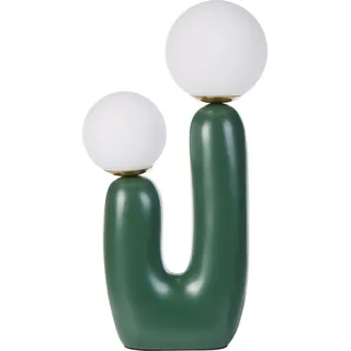 BELIANI Tischlampe Dunkelgrün Harz 40 cm Hoch mit Schirm Kugelform 2-Flammig Langes Kabel mit Schalter Modern Schlafzimmer Wohnzimmer Nachttischlampe - Grün, Weiß