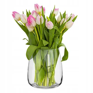TREND FOR HOME Glasvase groß H: 22,7 cm Vase für Pampasgras Glas, Blumenvase für Pampasgras, Vasen Glas für Hochzeitstulpen Weite Öffnung, Ø 19 cm, Zinnia