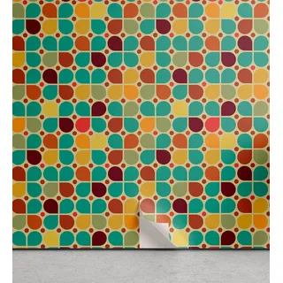ABAKUHAUS Retro abziehbare & klebbare Tapete für Zuhause, Tupfen mit Petals, selbstklebendes Wohnzimmer Küchenakzent, 33 cm x 90 cm, Mehrfarbig