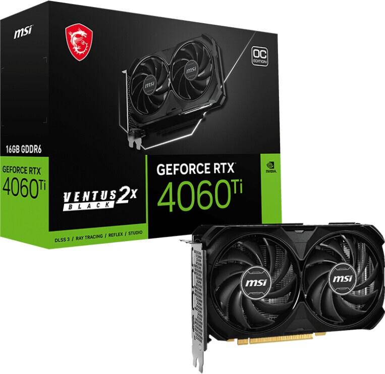 Bild von GeForce RTX 4060 Ti Ventus 2X Black OC 16 GB GDDR6 V517-005R