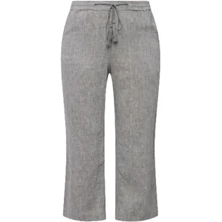 Ulla Popken Damen große Größen Übergrößen Plus Size 7/8-Leinenhose, elastischer Bund, natürlich kühl hellgrau mélange 52 803829134-52