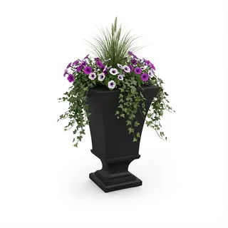 Mayne Vienna 5892-B Urnen-Pflanzgefäß, 63,5 cm hoch, 40,6 cm L x 40,6 cm B x 63,5 cm H, mit integriertem Wasserspeicher, 1,9 l, Schwarz