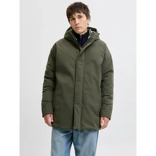 Parka JACK & JONES "JJEWOOD PARKA SN", Herren, Gr. S, forest night, Web, Obermaterial: 100% Polyester, unifarben, regular fit, Jacken Parka
