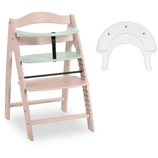 hauck Arketa N Play, Whitewashed Mint - Mitwachsender Holzhochstuhl inklusive Spielbrett (ohne Spielaufsatz), Schrittgurt, 5-Punkt-Gurt & Schutzbügel - ab 6 Monaten bis 130 kg - Höhenverstellbar