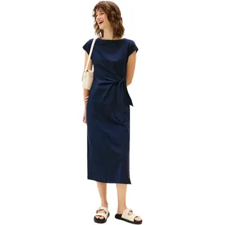 Tommy Hilfiger Damen Kleid Knot Midi mit U-Boot-Ausschnitt, Blau (Dark Night Navy), M
