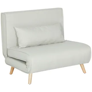 Homcom Einzelsofa Sofabett Klappsofa verstellbar Rückenlehne nordisch skandinavisch , Creme , Holz , Nachbildung , Füllung: Polyester,Polyester , einzeln stellbar , 78x80x94 cm , Wohnzimmer, Sofas & Couches, Schlafsofas, Schlafsessel