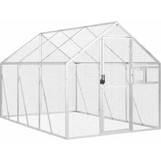 Voliere Silbern 1,79x3x1,85 m Aluminium - Silber