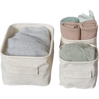 Store It Aufbewahrungskörbe klein - Körbchen Aufbewahrung für Kinderzimmer - Aufbewahrungskorb Bad - Beige - 3er Set, 2 Größen