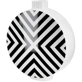 GILDE Deckelvase Chevron - Keramik - graphisches Muster - rund, glasiert - schwarz-weiß - H. 33 cm