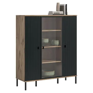 Highboard Chess | Nox Oak / schwarz ohne Beleuchtung - Braun