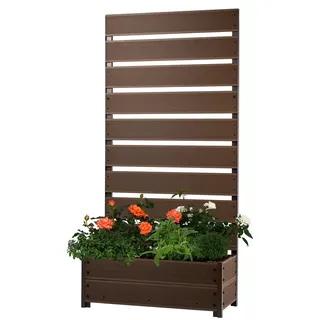 dobar® XXL-Pflanzkübel aus WPC mit hohem Rankgitter-Sichtschutz - Großer Pflanzkasten ideal für Balkone und Terrassen - 72 x 33 x 137 cm - Silbergrau, Grau, Dunkelbraun