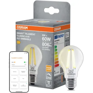 Osram SMART+ Matter Leuchtmittel E27 Classic A60 6W Dimmbar warmweiß