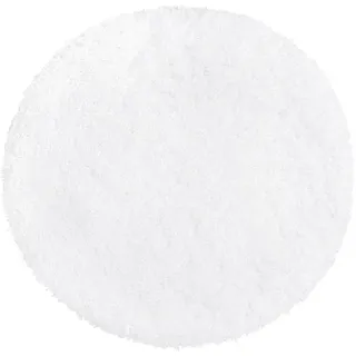 PANA® Runde Badematte Hochflor (Ø 56 cm) • Badteppich rund aus weichen Mikrofasern • Saugstark & waschbar • Runder Duschvorleger, Badvorleger, Badezimmerteppich rund • Farbe: Weiß