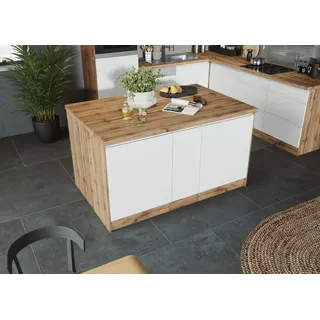 KOCHSTATION Kücheninsel »KS-Bruneck, Breite 153 cm« MDF-Fronten, Arbeitsplatte 38mm stark, weiß