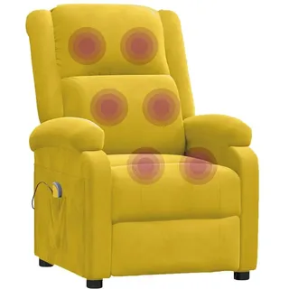 vidaXL Massagesessel Gelb Samt 93 x 98 x 0 cm Gelb mit verstellbarer Rückenlehne und Massagefunktion