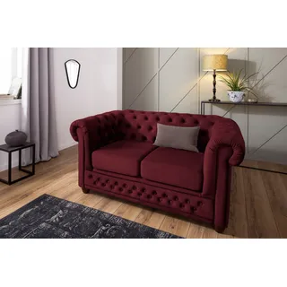 Home affaire Chesterfield-Sofa »New Castle«, mit hochwertiger Knopfheftung in Chesterfield-Design, B/T/H: 148/86/72, rot