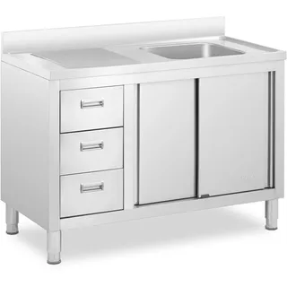 Royal Catering RC-IKS08 Spülenschrank 1 Becken Edelstahl 400 x 400 x 300 mm Spülenunterschrank Spülschrank