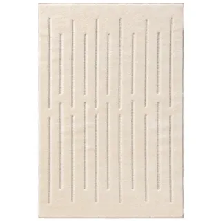 benuta Basic Teppich Elvy - Creme 200x300 cm - Abstrakter weicher Relief Wohnzimmerteppich - Leicht zu Reinigen - Strapazierfähig - Für Fußbodenheizung Geeignet