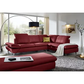 W.SCHILLIG Ecksofa "Taoo, elegant und zeitlos, bequem, L-Form, Breite 296cm" mit Sitziefenverstellung & Kopfteilverstellung, ruby rot z59
