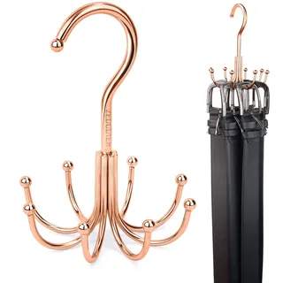 ZEDODIER Gürtelbügel, 2 Stück, Gürtelregal, Schrankzubehör, Organizer, maximale 24 Speicherkapazität, Hängehalter, Aufbewahrungshaken für Gürtel, BH, Tanktop, Krawatte, Schal, Geldbörse, Roségold