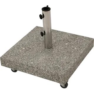DEGAMO Schirmständer Granitständer Ständer für Sonnenschirm, 50kg mit 4x Rollen, Granit hellgrau - Grau