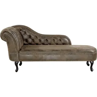 BELIANI Chaiselongue Linksseitig Dunkelbraun Kunstleder Holzfüße Glamourös - Braun, Schwarz